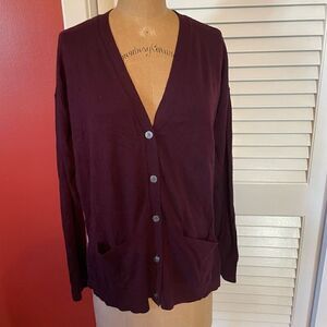 LOFT | oversized maroon cardigan S